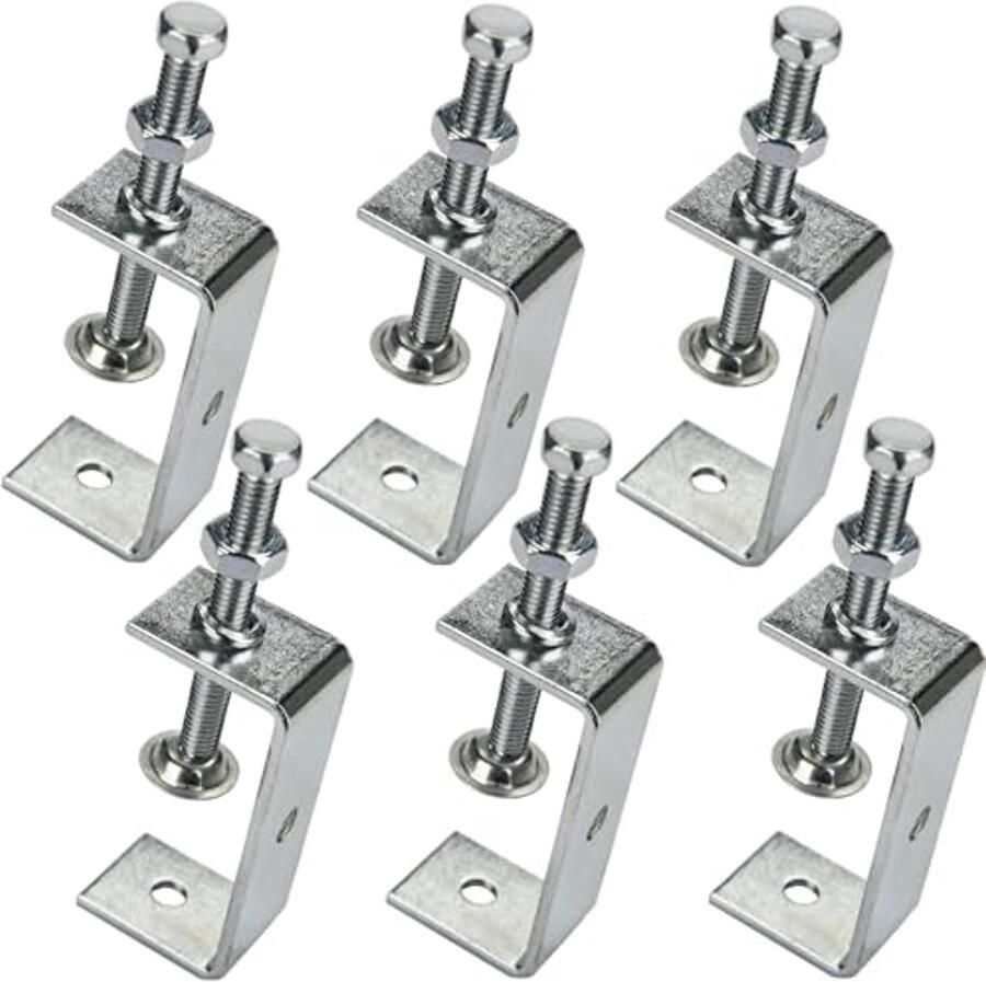 Set van 6 verstelbare C-klemmen in roestvrij staal voor houtbewerking en lassen