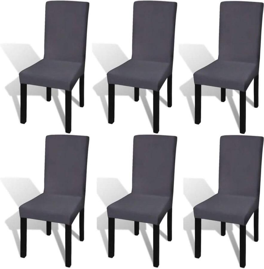 Set van 6 Wasbare Stretch Stoelhoezen voor Eetkamerstoelen Antraciet Bruin