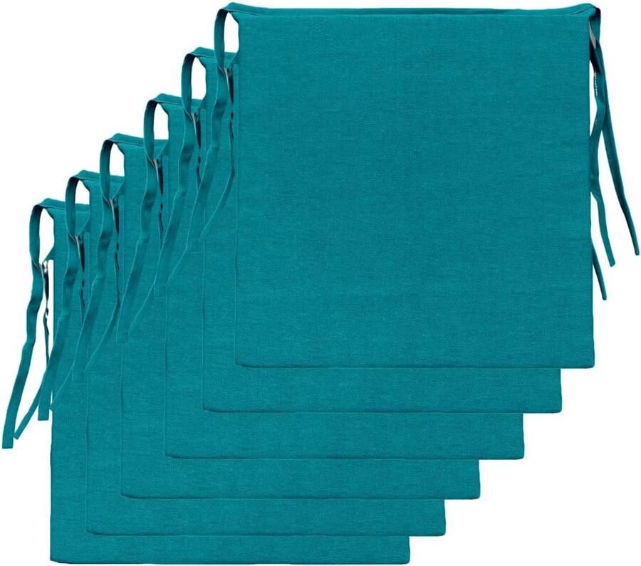 Set van 6 Zitkussens voor Keukenstoelen 40x40 cm Dikte 4 cm Comfortabel en Duurzaam Petrol Kleur