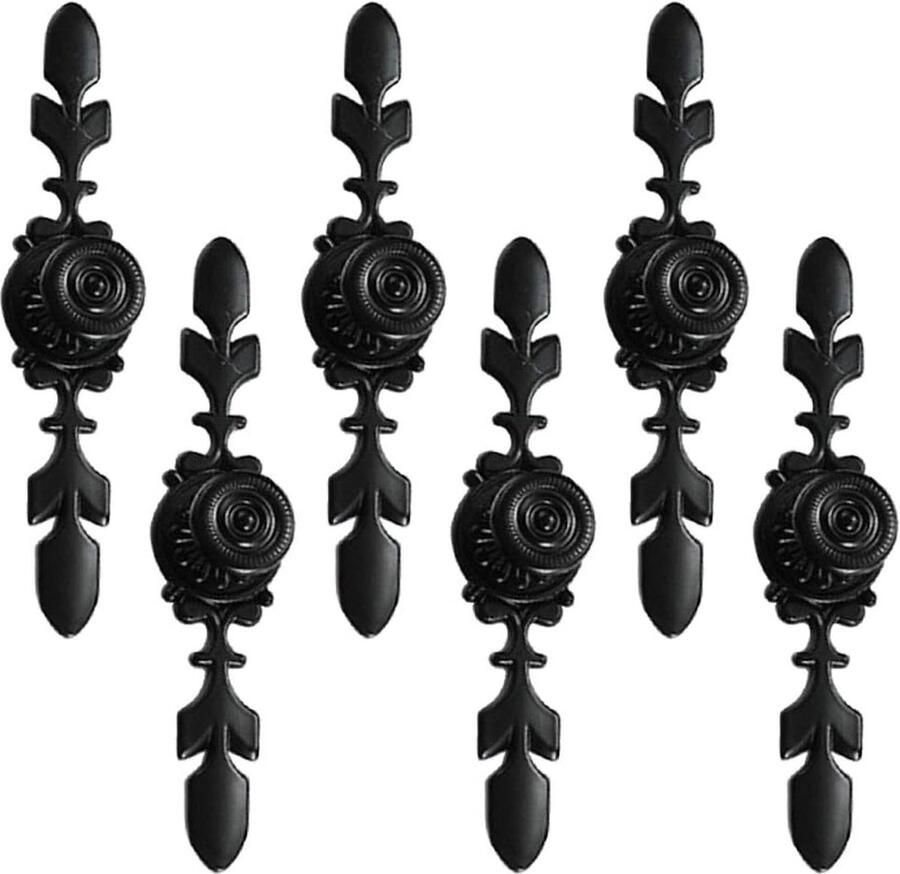 Set van 6 zwarte kastknoppen vintage stijl deurgrepen kledingkastgreep kastgrepen deurknop met schroef voor ladekast dressoirkast kledingkast 120 mm