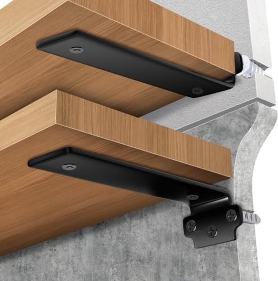 Plankhouders 25 cm Zwart Ideaal voor Wandrekken en Zware Belastingen