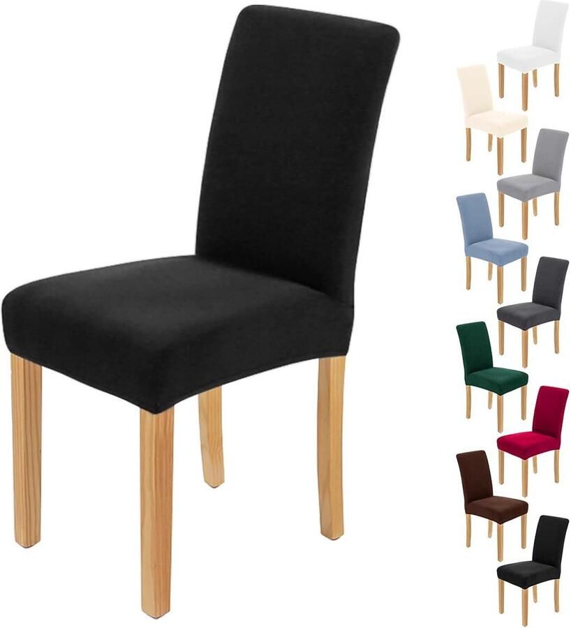 Set van 6 zwarte stretch stoelhoezen wasbaar duurzame universele stoelhoezen voor banket hotel keuken restaurant thuis bruiloft decoratie