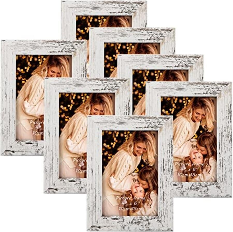 Set van 7 Fotolijsten 10 x 15 cm met Glas voor Muur en Tafel