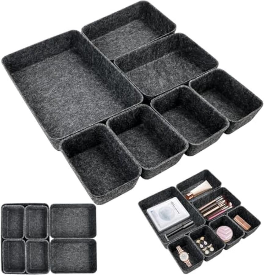 Set van 7 lade-organizer vilt laden met 3 maten nachtkastje kast