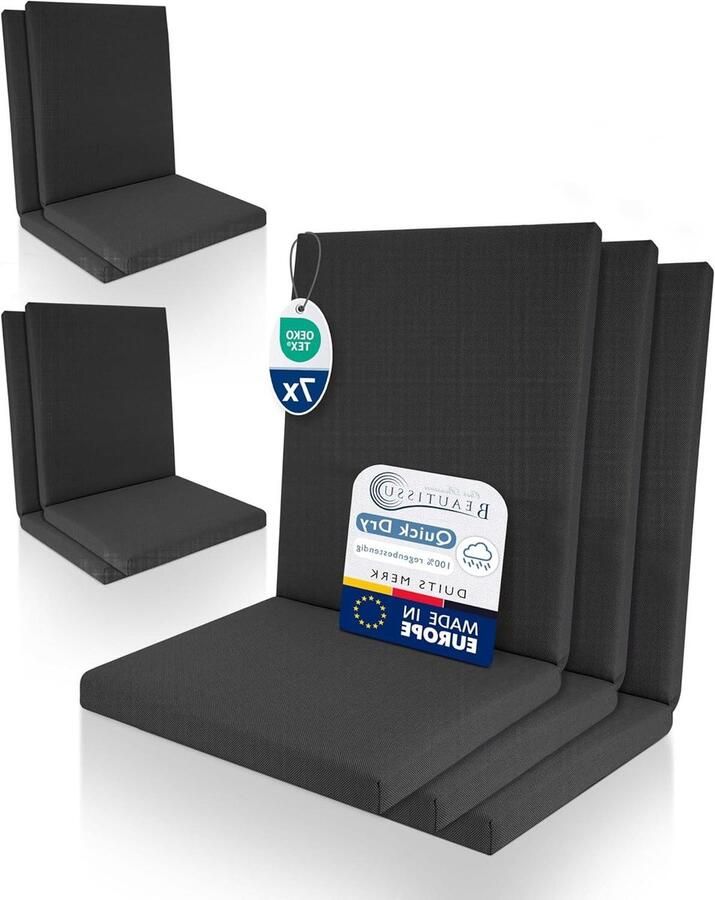 Set van 7 premium zitkussens voor lage rugleuning waterdicht UV-bestendig en comfortabel ideaal voor tuinstoelen antracietkleurig