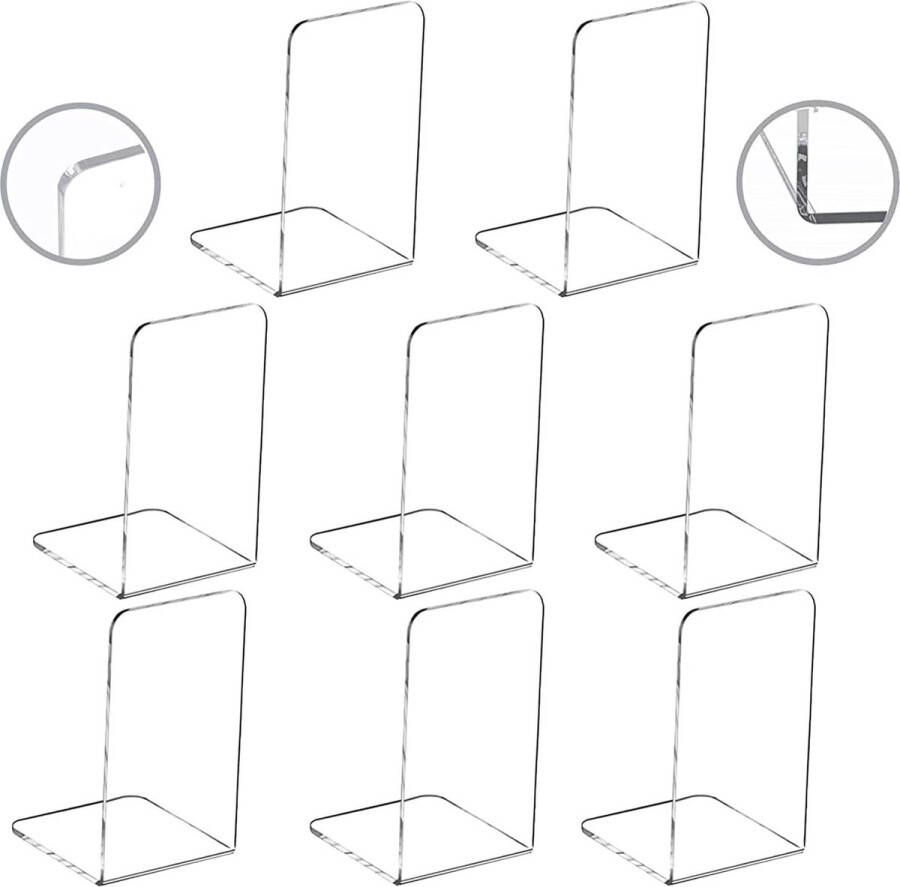 Set van 8 acryl boekensteunen 4 paar transparante boekensteunen boekenhouder plank boekensteunen boekensteun acryl boekenhouder voor kinderen school bibliotheek boekenstopper acryl 12 x 12 x 17 5 cm