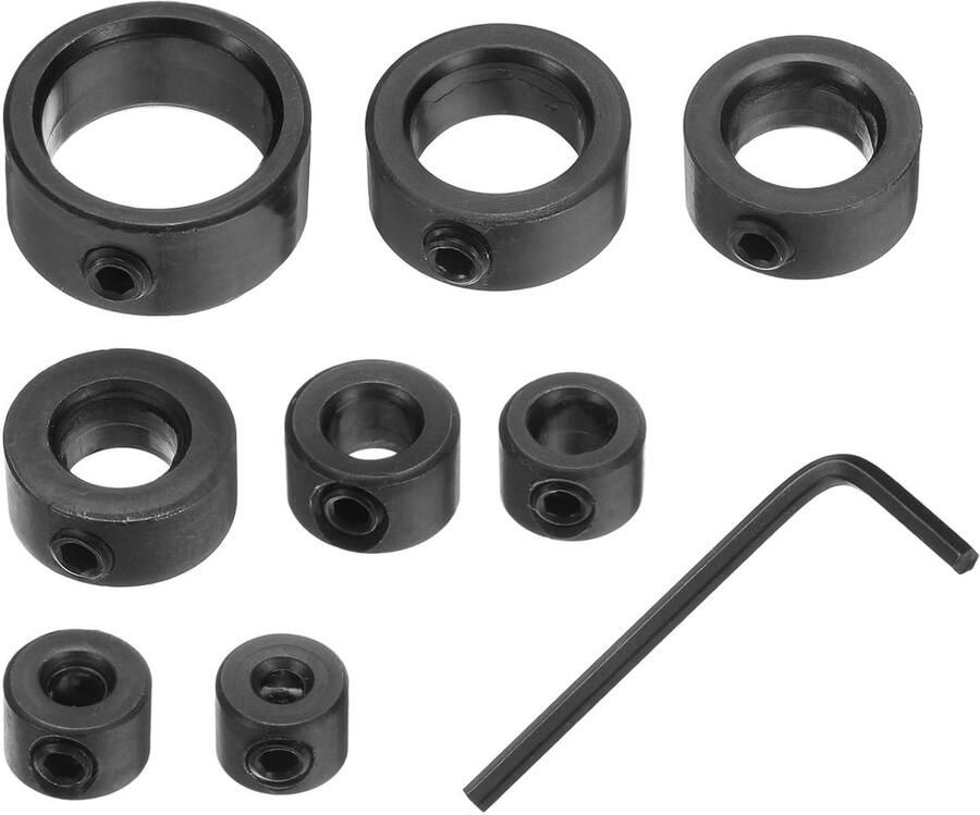 Set van 8 enkele splitringen 3 mm 4 mm 5 mm 6 mm 8 mm 10 mm 12 mm 16 mm boordieptestopkraag- roestvrijstalen stelschroefklemring