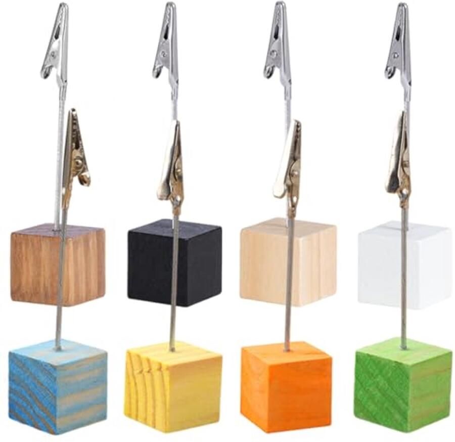 Set van 8 fotohouders met houten klemmen voor foto's notities en decoratie