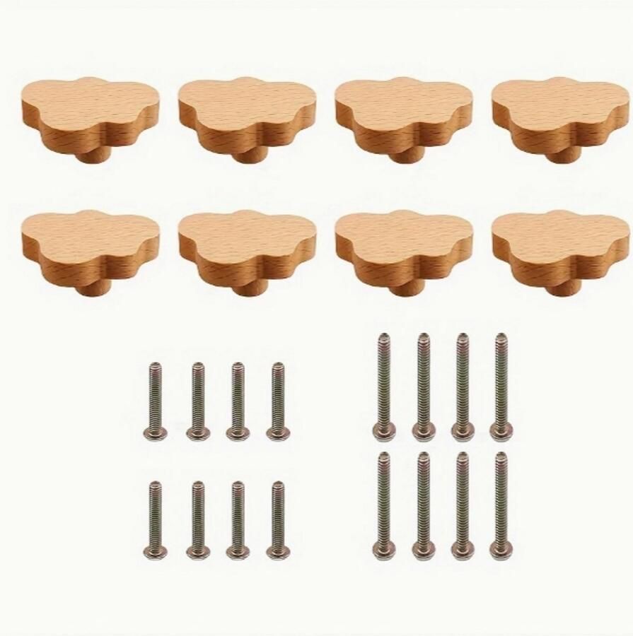 Set van 6 Houten Wolk Handgrepen voor Babykamer met 6 Schroeven – Vintage Nordic Stijl Kastgrepen voor Commode Lades en Meubels – Schattige Natuurlijke Houten Knoppen voor Kinderkamer Decoratie – Milieuvriendelijke Meubelgrepen