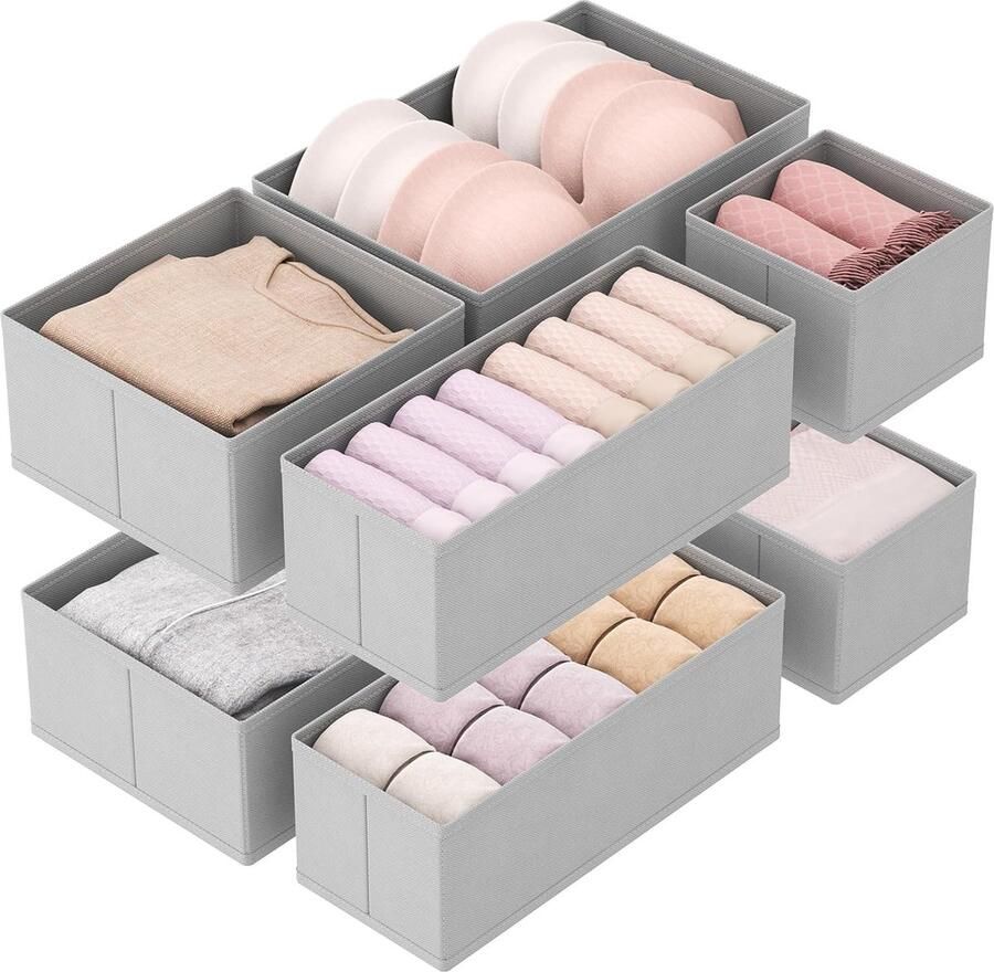 Set van 8 lade-organisatoren kledingkast-organizer luiertafel lade-organizersysteem voor kledingkast slaapkamer voor kleding kinderkleding sokken ondergoed grijs