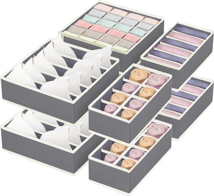 Set van 8 lade-organizer 24 5 6 8 vakken opbergsysteem lade opvouwbaar commode opslag voor luierbenodigdheden beha's sokken stropdassen Kledingkast