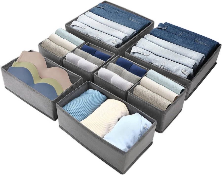 Set van 8 lades opvouwbare opbergdozen voor ondergoed 3 maten stoffen lade-organizer kledingkast organizer voor ondergoed overhemden jeans sokken stropdassen