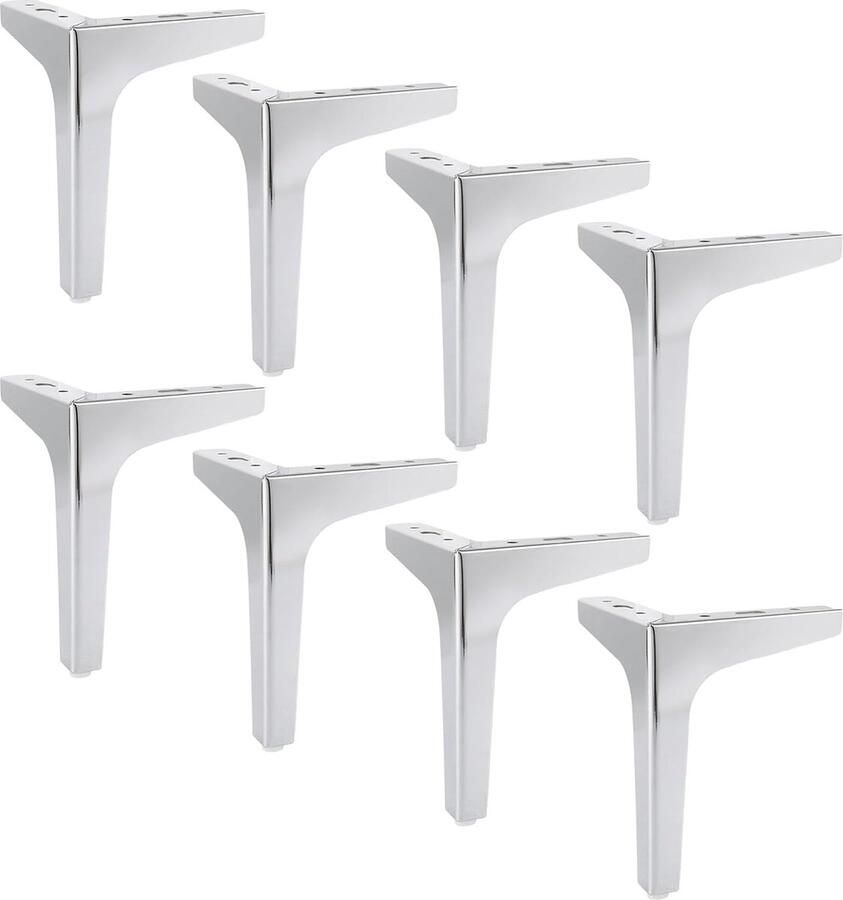 Set van 8 metalen bankpoten van 17 cm metalen meubelpoten belastbaar tot 400 kg zilveren meubelvoet tv-lowboard meubelpoten kastpoten tafelbeugel van koolstofstaal voor kledingkast Koolstofstaal voor kledingkast bank