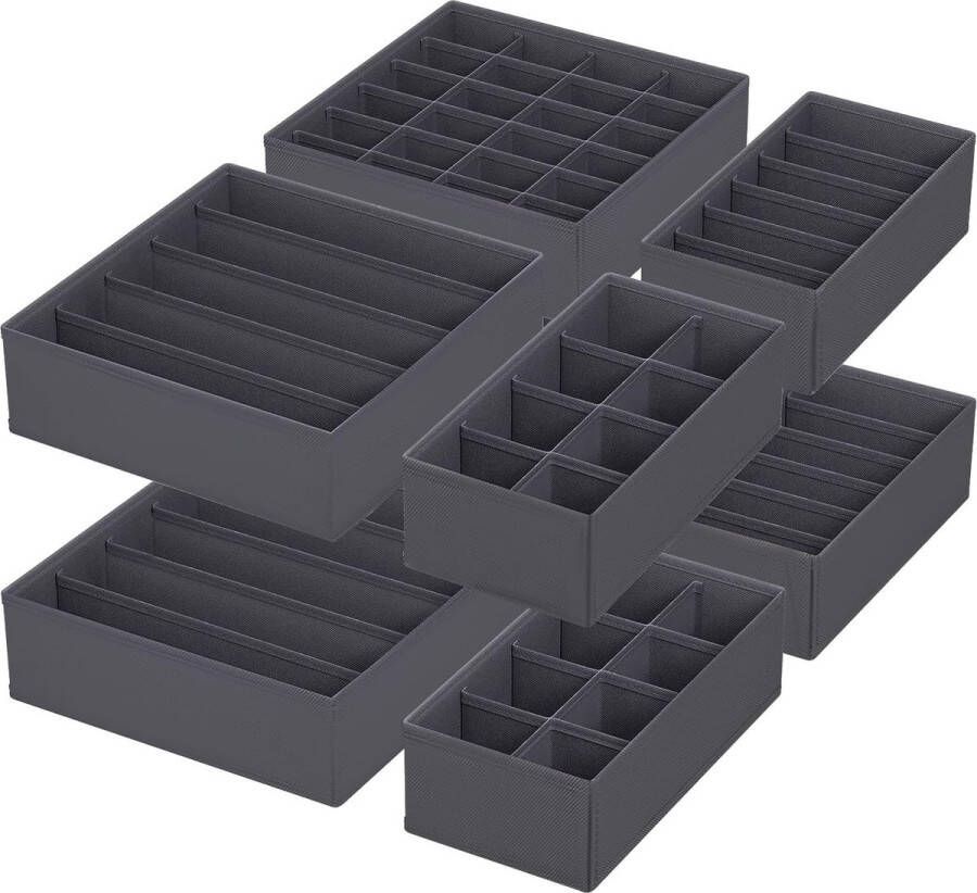 Set van 8 organizersysteemgarderobe opvouwbare opbergdoosstof ondergoedorganizer kastladeverdeler voor sokken kleding stropdassen beha's (grijs)