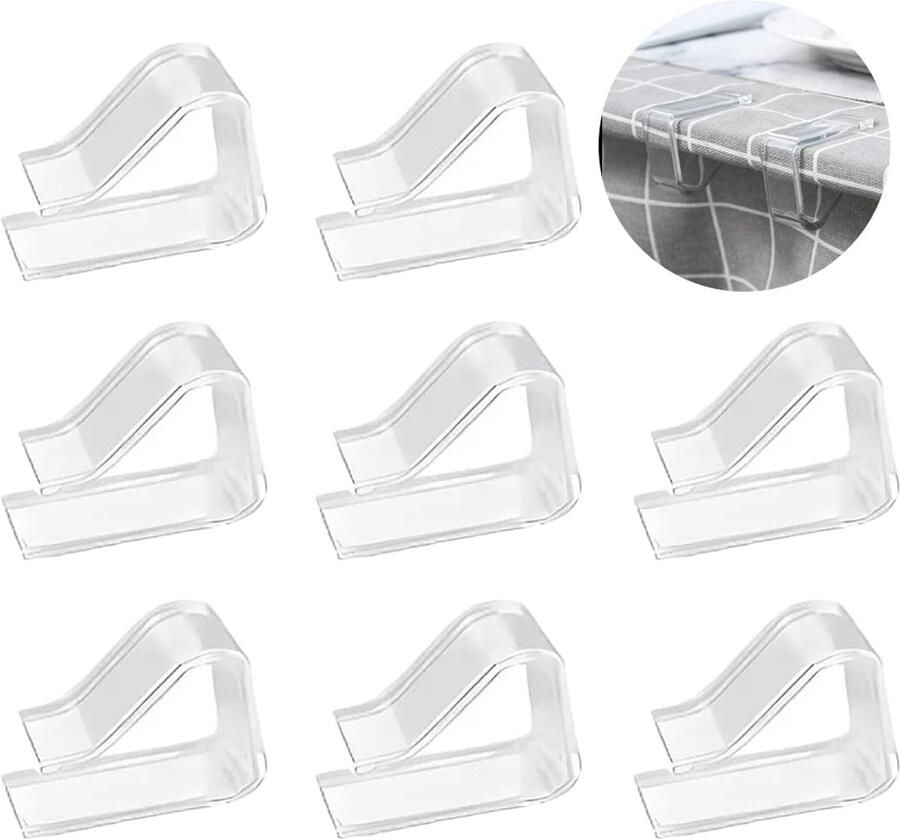 WUSJCOF 8-pack plastic tafelkleedklemmen picknicktafelkleedklemmen buiten voor picknicks feesten bruiloften thuis (3 5-5 cm dik) (transparant)