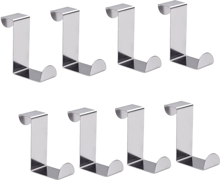 Set van 8 Stuks Deurhaak Kapstok Ophanghaak Over de deur Keukenkast Deur Kapstokhaken Zilver Deurhaken Ophanghaak Deur Haken 5.8*6*2.5cm RVS