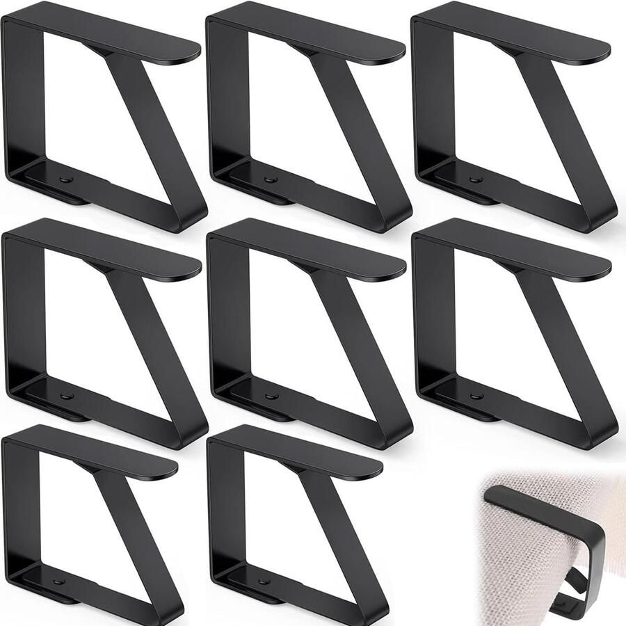 Set van 8 tafelkleedclips tafelkleedhouder roestvrij staal tafelclips voor dikke tafels tafelkleedclips voor thuis buitenfeesten picknicks restaurants bruiloften (zwart)