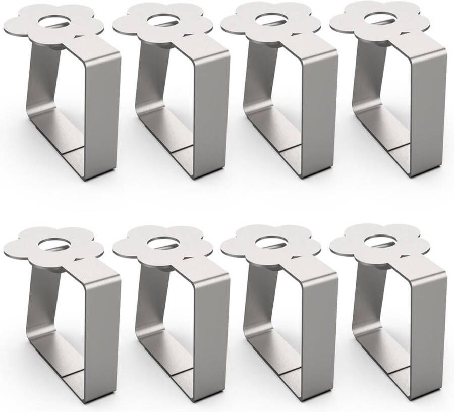 Set van 8 tafelkleedclips voor buiten grote roestvrijstalen tafelkleedclips voor tuin restaurant buiten familie feest tafelkleedclip (bloemen)