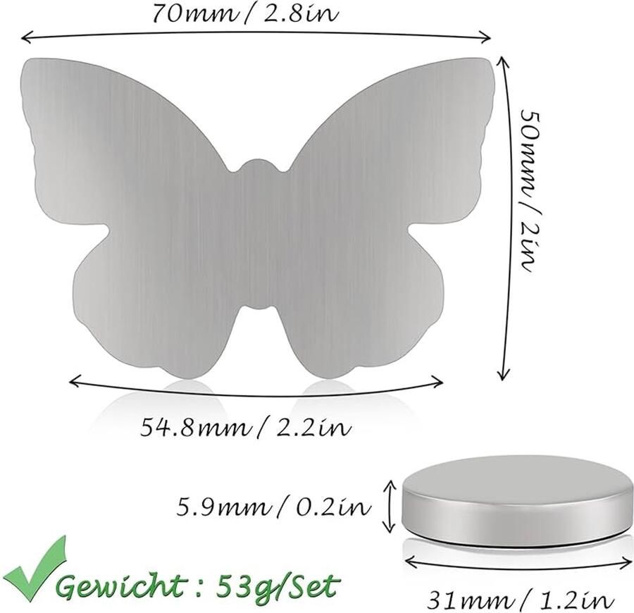 Set van 8 tafelkleedgewichten magneet vlinder extra zware roestvrijstalen gewichten