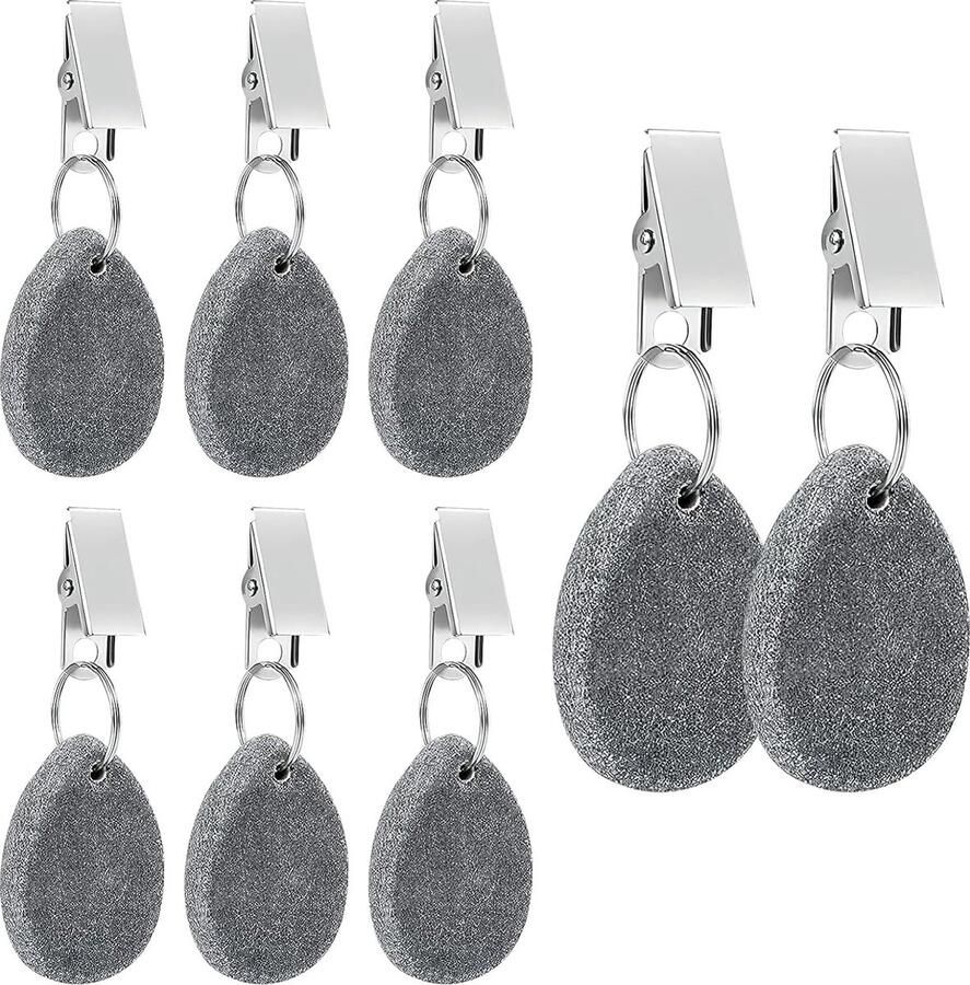 Set van 8 tafelkleedgewichten natuursteen met clip tafelkleedhouder buitentafelkleden gewicht voor buitengebruik met stalen klem tafelkleden gewichten buiten