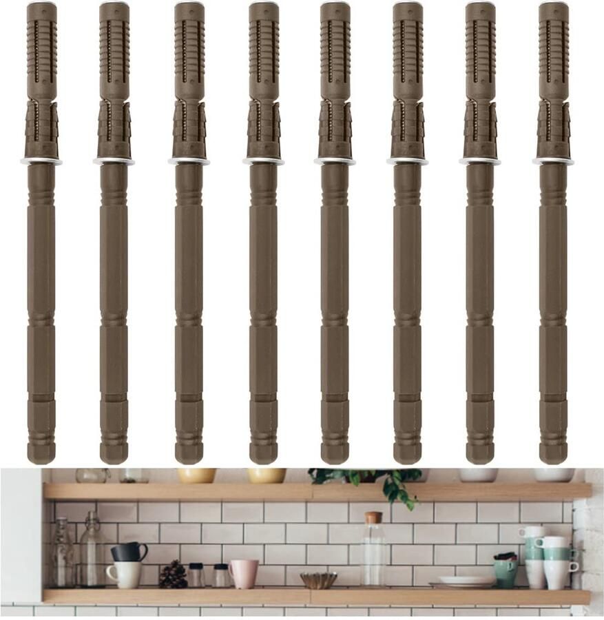 Set van 8 verborgen plankbeugels onzichtbare wandmontage 14 x 140 mm