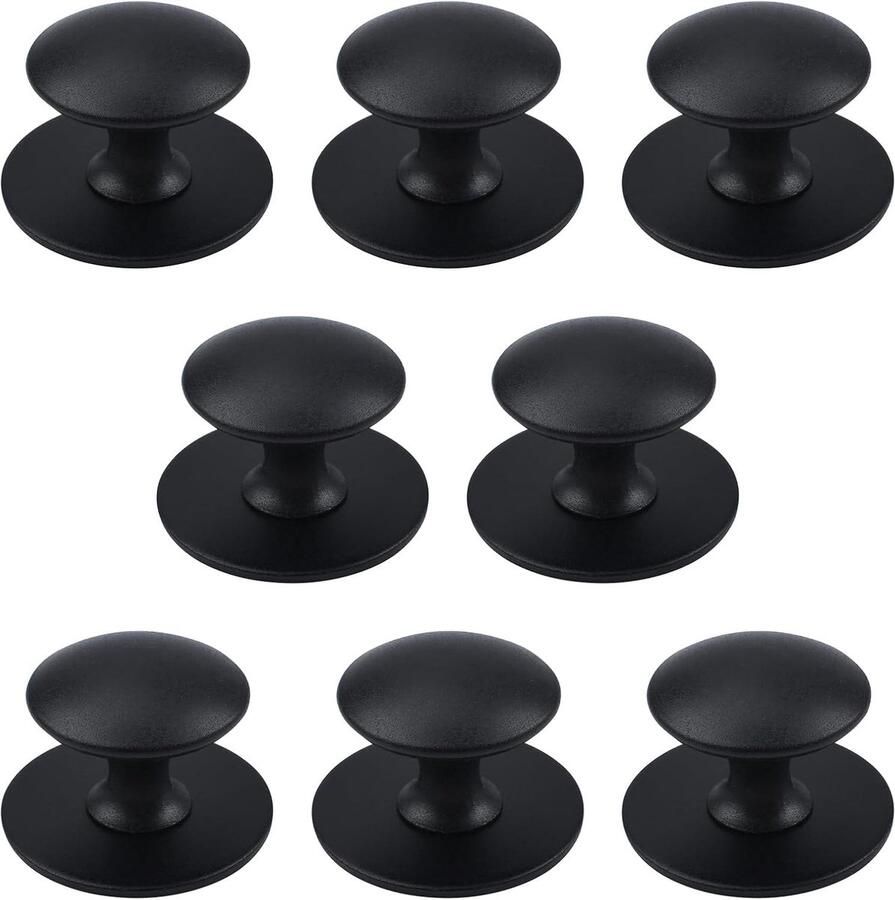 Set van 8 zelfklevende kastknoppen roestvrij staal zwart mat