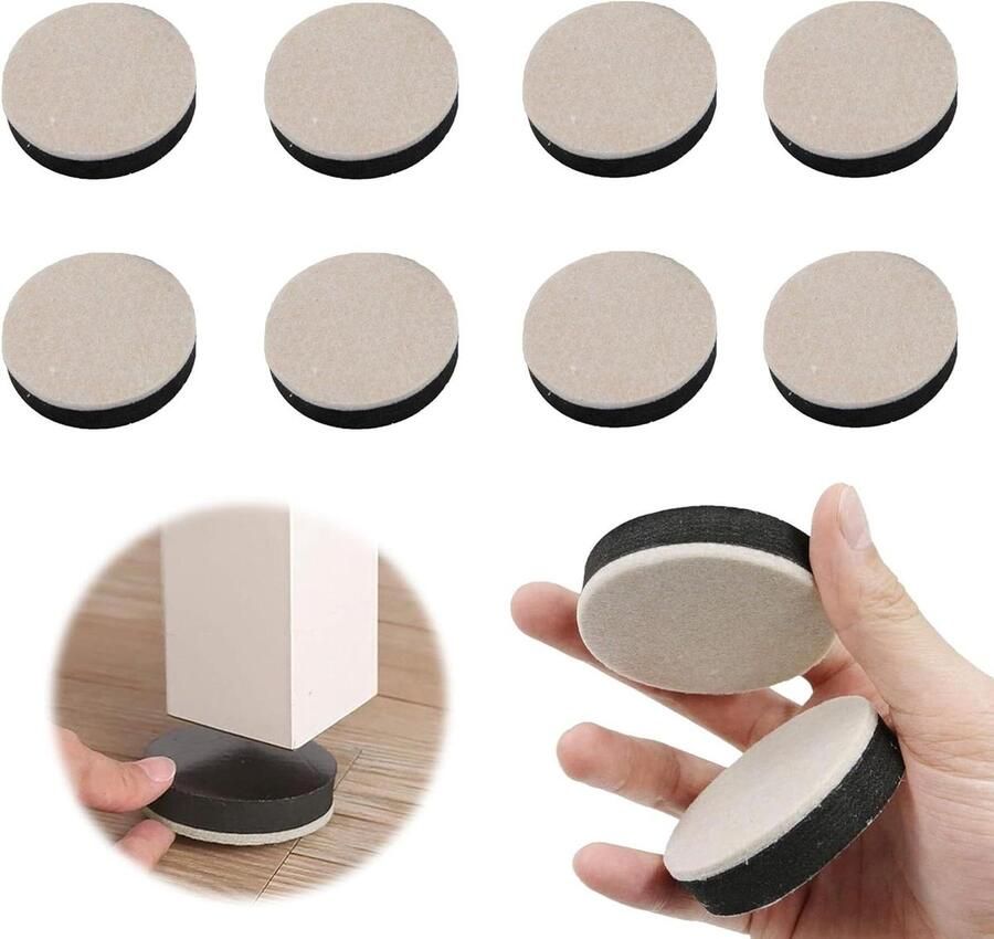 Set van 8 zelfklevende meubelverhogers 5 cm antislip vilt zwart Hoogteverhoging voor ronde tafelpoten stoelen en meer Beschermt vloeren en meubels Ideaal voor kasten bureaus en banken