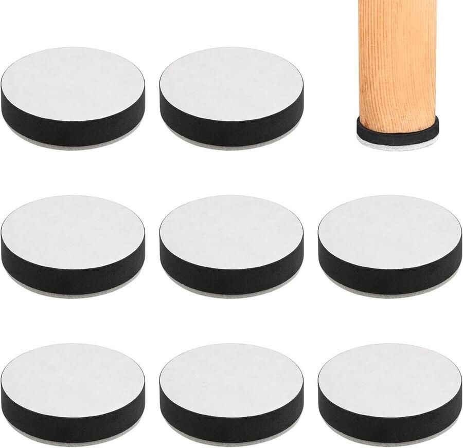 Set van 8 Zelfklevende Meubelverhogers – Ronde Koolstofstalen Verhogers met Antislip Vilt – Voor Bed Bank Kast & Bureau
