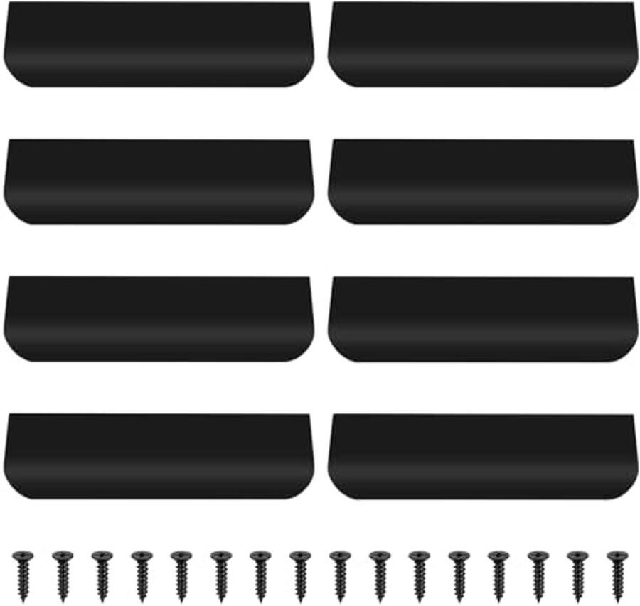 Set van 8 zwarte meubelgrepen 80 mm verborgen kastgrepen voor keuken en meubels