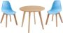 Set van kindertafel LOULOUNE + 2 stoelen LILINOU Naturel en blauw L 60 cm x H 51 cm x D 60 cm - Thumbnail 2