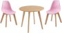 Set van kindertafel LOULOUNE + 2 stoelen LILINOU Naturel en roze L 60 cm x H 51 cm x D 60 cm - Thumbnail 2