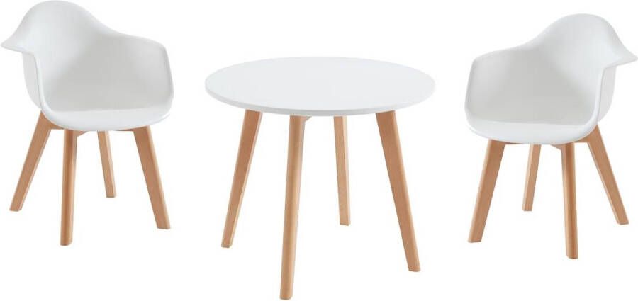 Set van kindertafel LOULOUNE + 2 stoelen POUPINETTE Wit L 60 cm x H 51 cm x D 60 cm - Foto 2