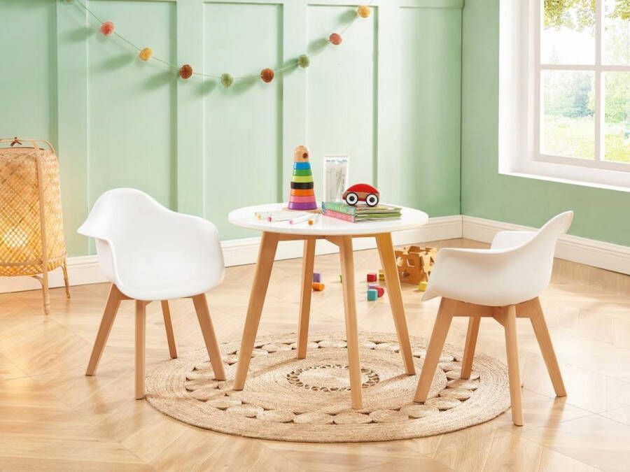 Set van kindertafel LOULOUNE + 2 stoelen POUPINETTE Wit L 60 cm x H 51 cm x D 60 cm