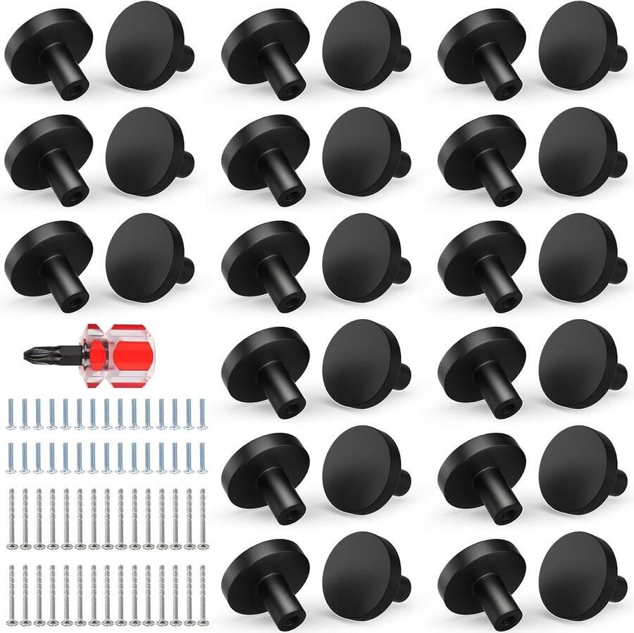 Set van metalen kastknoppen moderne ladeknoppen 30 stuks zwart