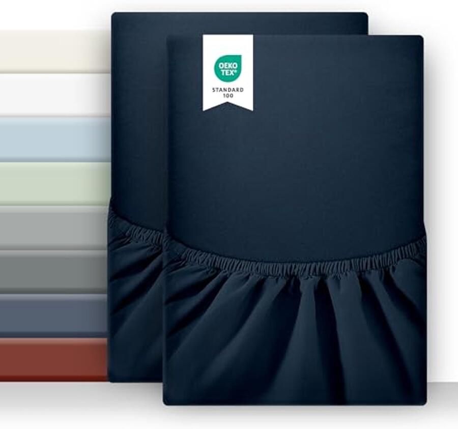 Set van Twee Microvezel Hoeslakens 120 x 200 cm voor Eenpersoonsbed Zacht Ademend en Oeko-Tex-Gecertificeerd