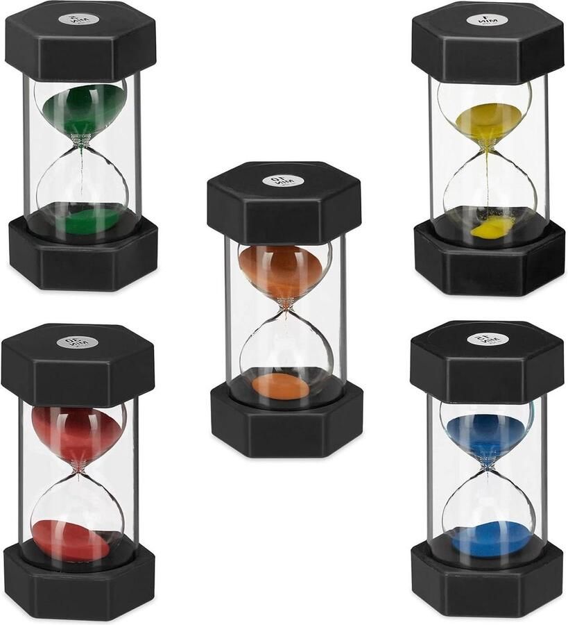 Set van Zandlopers XXL 5 Verschillende Tijden 1 5 10 15 & 30 min Breukvast Kleurrijk Voor Tandenpoetsen