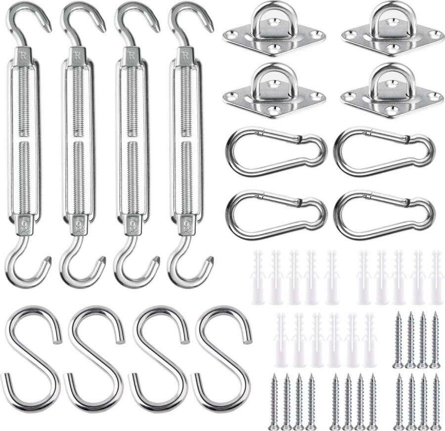Set voor het aanbouwen van markiezen en heavy duty zonwering bevestigingsset van roestvrij staal hardware accessoires voor driehoekige en rechthoekige schaduwdoeken