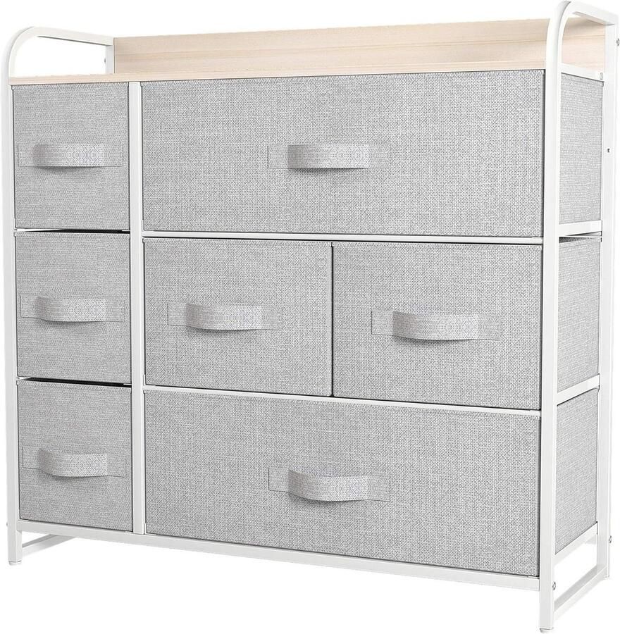 Seven Drawer Chest of Drawers Storage Organizer Unit for Bedroom and Living Room Cabinet