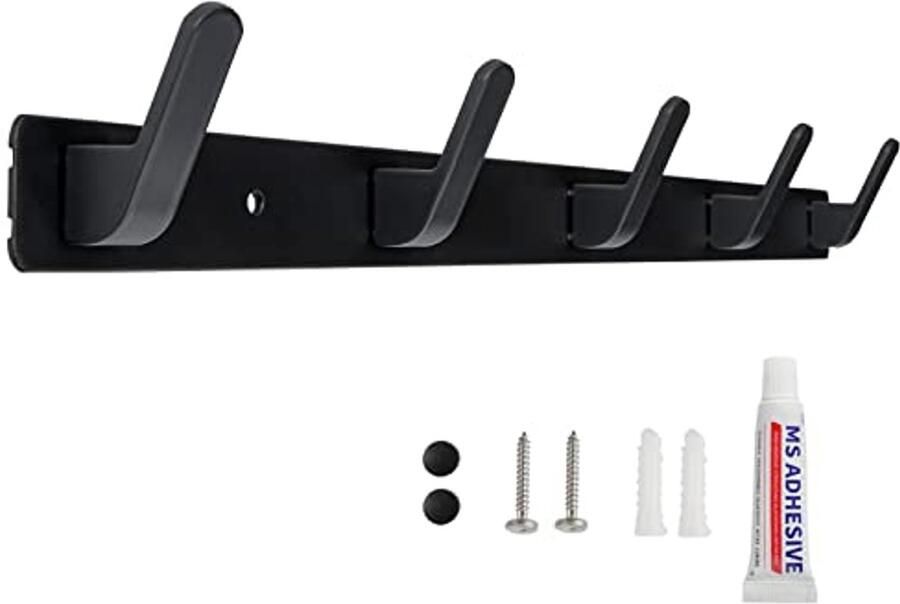 Sevenpers kapstok haakrek kapstok stoere kapstok zwart haakrek wandkapstok met 5 haken voor keuken badkamer en slaapkamer