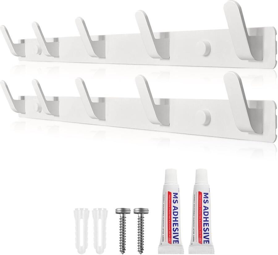 Sevenpers Kapstok Witte Kapstok Hakenrek met 10 Haken Stabiele kapstok voor jassen mantels tassen hoeden en sjaals en meer