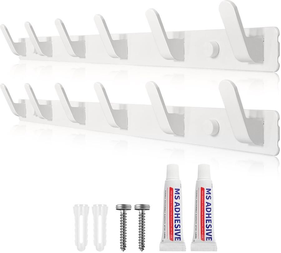 Sevenpers Kapstok Witte Kapstok Hakenrek met 12 Haken Stabiele kapstok voor jassen mantels tassen hoeden en sjaals en meer