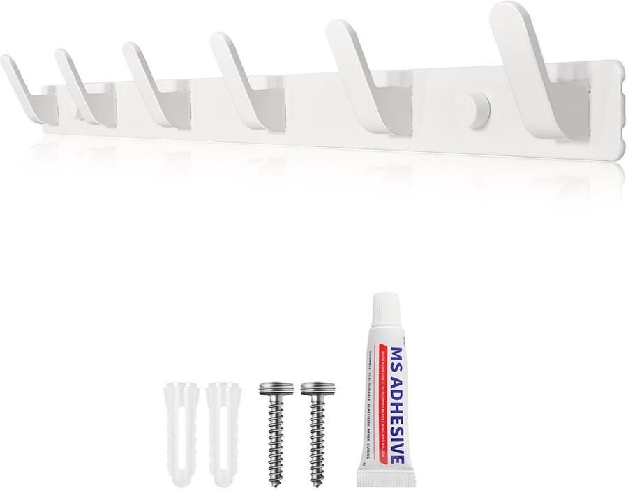 Sevenpers Kapstok Witte Kapstok met 6 Haken Stabiele kapstok voor jassen mantels tassen hoeden en sjaals en meer