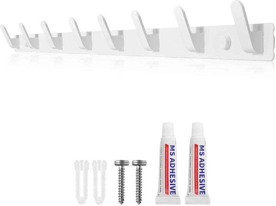 Sevenpers Kapstok Witte Kapstok met 8 Haken Stabiele kapstok voor jassen mantels tassen hoeden en sjaals en meer