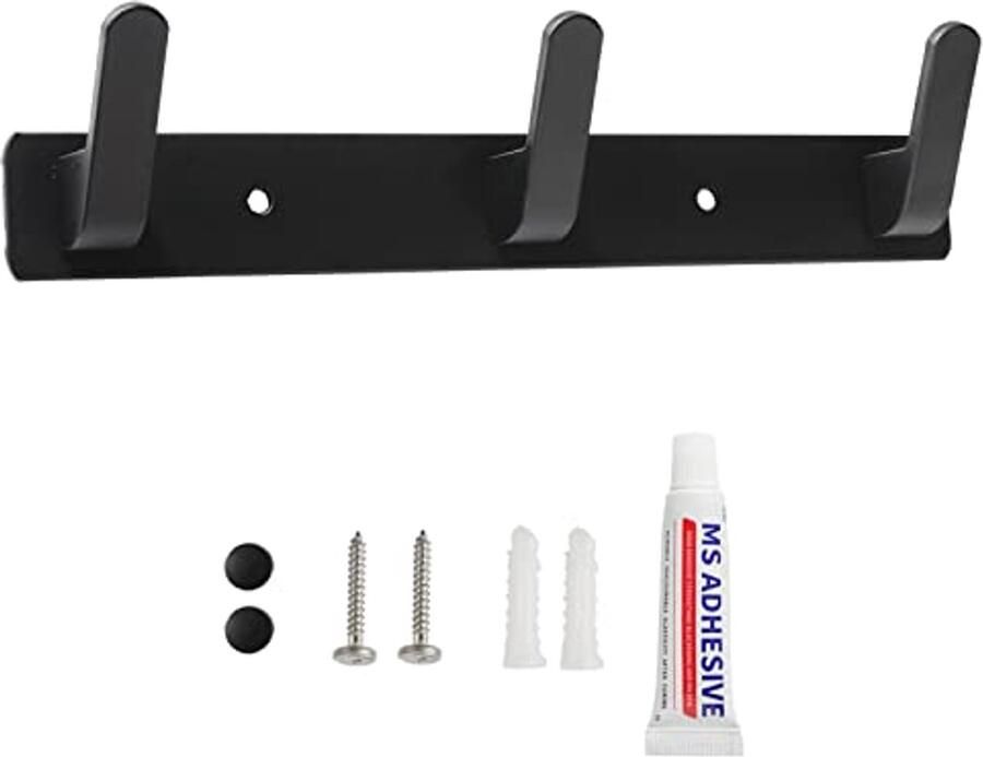 Sevenpers kledinghaak haakrek wand- en deurkapstok kapstok aluminium handdoekhaak wandkapstok met voor keuken badkamer (3 haken)