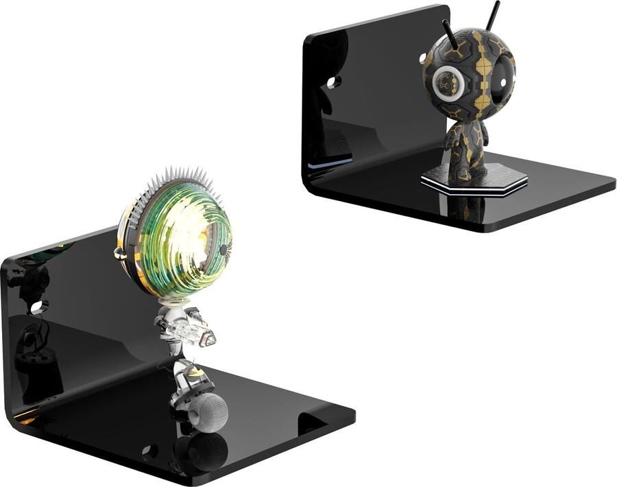 Sezanrpt 10cm zwarte kleine wandplanken set van 2 acryl wandorganizer planken display planken voor slaapkamer speelkamer woonkamer badkamer kantoor 2-pack