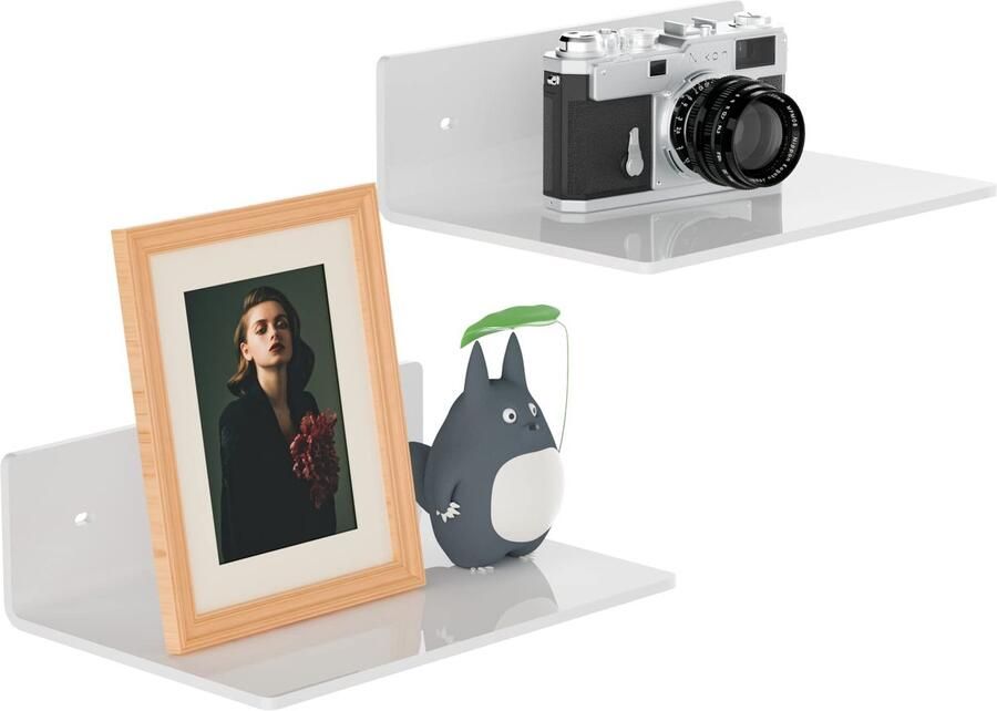 Sezanrpt 23cm witte zwevende planken van acryl witte wandplanken voor woonkamerdecoratie slaapkamer badkamer keuken eetkamer merkwinkel detailhandel speelkamer 2-pack