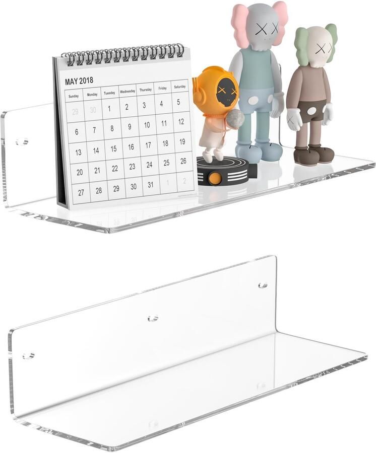 Sezanrpt 30cm transparante wandplanken vochtbestendige acryl badkamerwandplanken transparante zwevende planken voor badkamer slaapkamer woonkamer winkel 2-pack