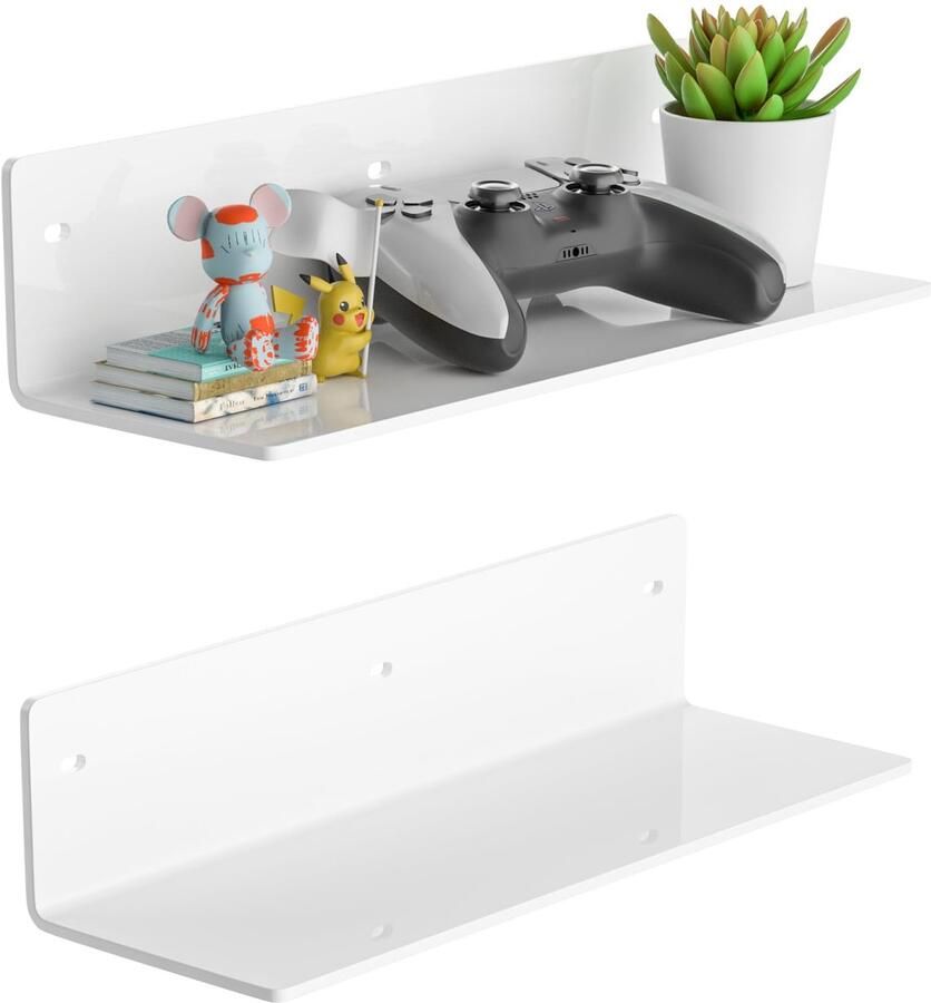 Sezanrpt 30cm witte acryl wandplanken set van 2 wandplanken voor planten luidsprekers camera toiletartikelen kruidenpotjes koffie kaarsen schoenen voor 2-pack