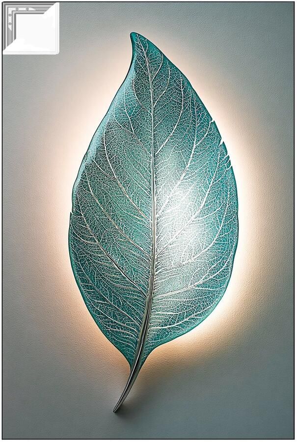 Sfeervolle wandlamp in bladvorm Blad schilderij ArtFrame portret planten Art Nouveau Kantoor accessoires Klassieke muurornamenten Artframe 50x75 cm