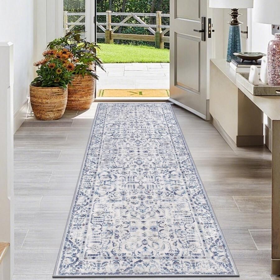 SHACOS antislip loper 60x180 cm blauw halkleed boho halkleed wasbaar tapijt keukenkleed loper voor keuken hal woonkamer slaapkamer
